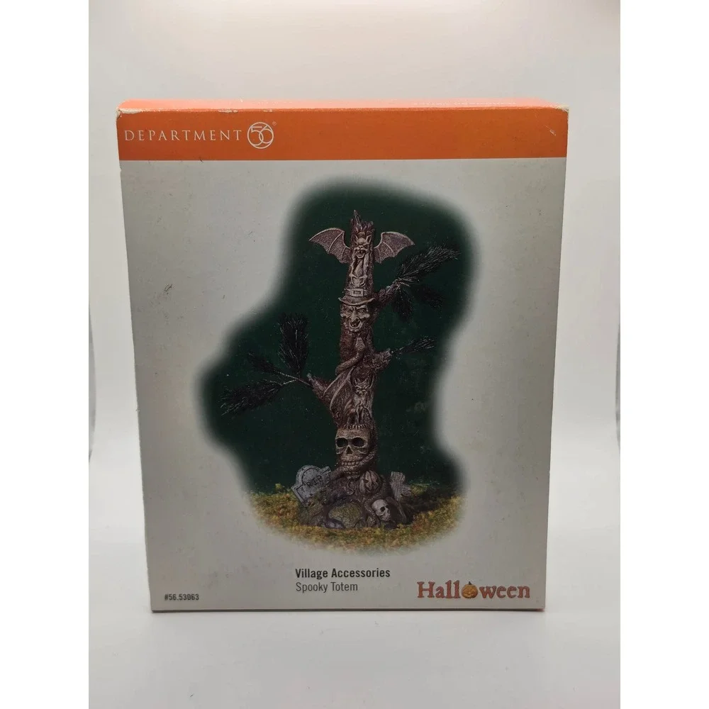 Department 56 Snow Village Halloween Spooky Totem Skull Bat Witch 56.53063